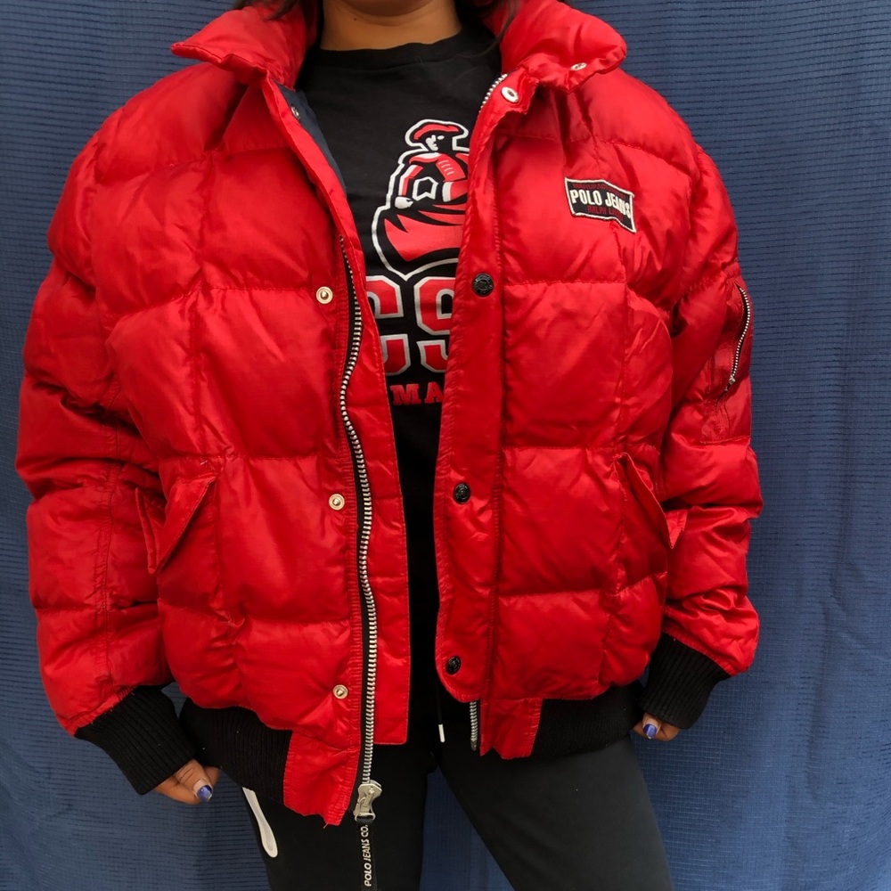 Vintage red polo Ralph Lauren puffer jacket